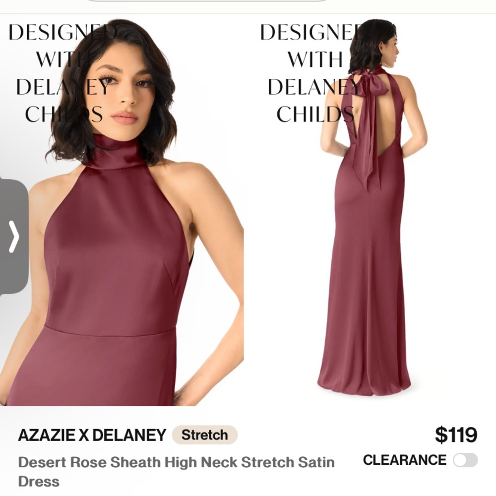 Azazie High-neck Backless Stretch Satin Dress Size 4